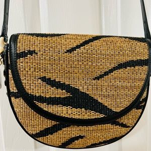 Stella McCartney Frayme Medium Raffia Saddle Bag-Rare Find